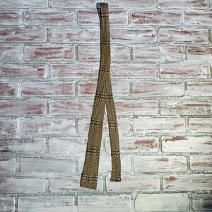 Vintage Square 2" Wide Neck Tie Brown Scallop Pattern Unbranded